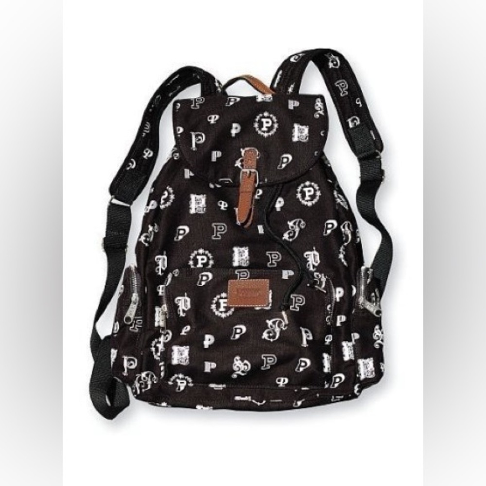 Pink Victoria’s Secret Canvas Black Monogram Backpack